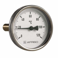 Термометр биметаллический Afriso BITh 63, 0-120 C, вкладка 63мм, 1/2", аксиальный