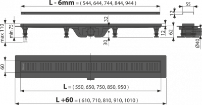 Alcadrain APZ10BLACK-650M