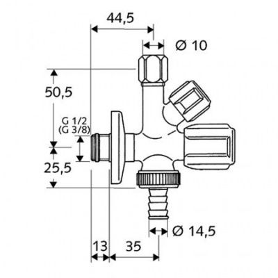 Вентиль угловой комбинированный 1/2" х 3/8" х 3/4" Schell comfort купить в Минске