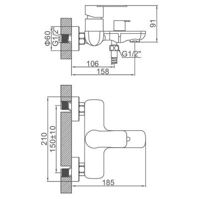 Купить смеситель Ledeme L73218 чёрный для ванны однорычажный в Минске