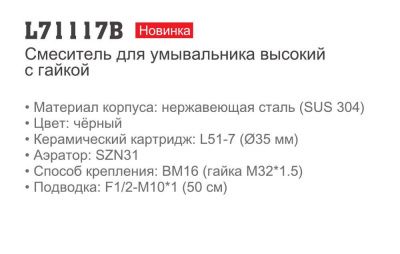 Смеситель Ledeme L71117B для умывальника