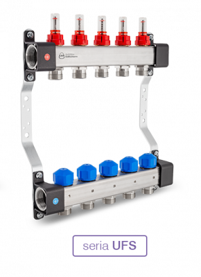 Распределитель InoxFlow KAN-therm с вентилями для сервоприводов и расходомерами (серия UFS) - 11 отводов