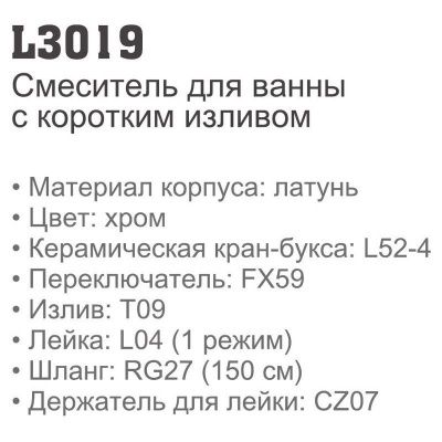 Купить смеситель Ledeme H19 L3019 для ванны двухвентельный