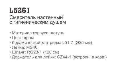 Смеситель с гигиеническим душем Ledeme L5261