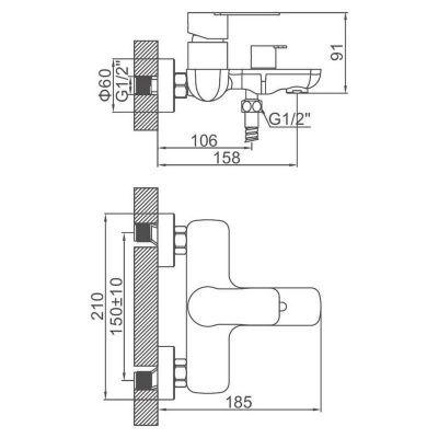 Купить смеситель Ledeme L73218B чёрный для ванны однорычажный в Минске