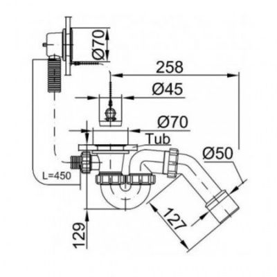 Сифон для ванны с переливом и цепочкой STYRON STY-536