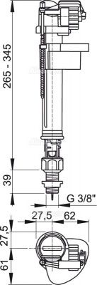 Alcadrain A18 3/8" впускной механизм с нижней подводкой и металлической резьбой