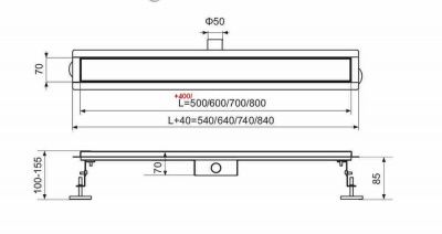 Трап для душа Tim 70x400 BAD474002GY