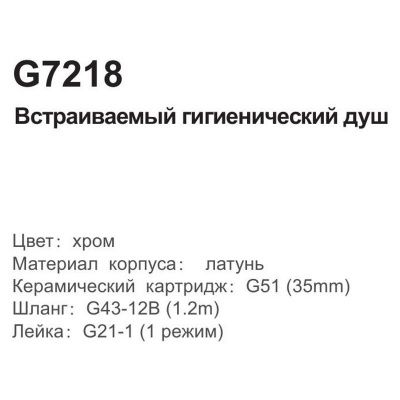 Гигиенический смеситель Gappo G7218 (настенный, скрытый монтаж, хром)