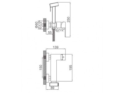 Смеситель с гигиеническим душем LEDEME L75225D