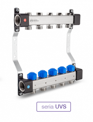 Распределитель InoxFlow KAN-therm с вентилями регулирующими и для сервоприводов (серия UVS) - 8 отводов